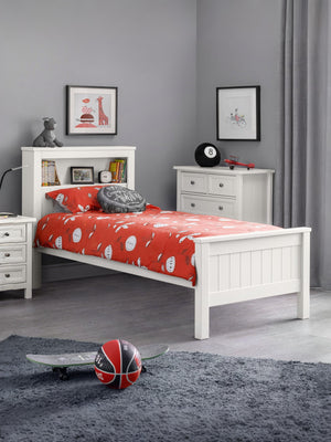 Maine Bookcase Bed Frame - Surf White, Single