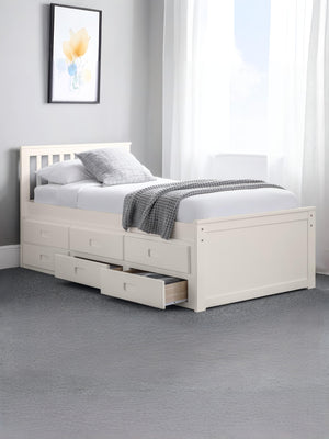 Maisie 90cm Single White Bed with Underbed and Storage Drawers