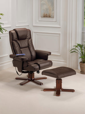 Malmo Massage Recliner & Stool Brown