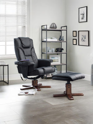 Malmo Massage Recliner & Stool Black