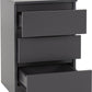 Malvern 3 Drawer Bedside - GREY