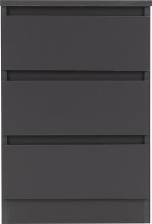 Malvern 3 Drawer Bedside - GREY