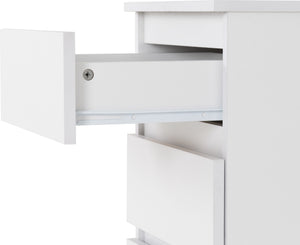 Malvern 3 Drawer Bedside (PAIR) - WHITE