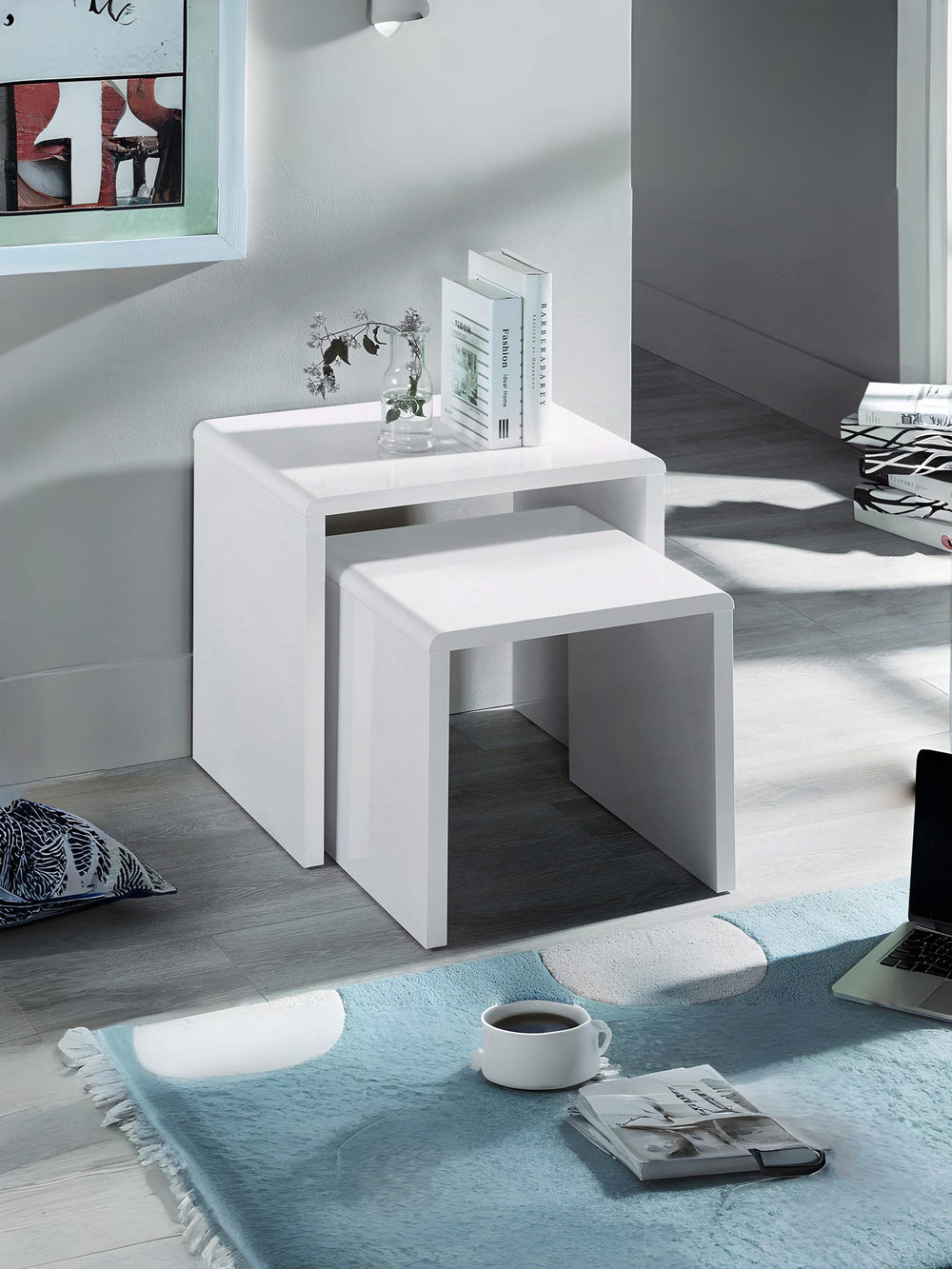 Manhattan Nest of 2 Side Tables - High Gloss White