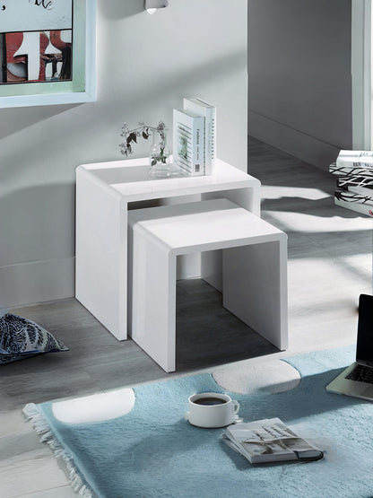 Manhattan Nest of 2 Side Tables - High Gloss White