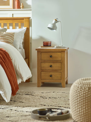 Marlborough 3 Drawer Bedside Table - Oak