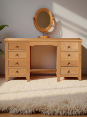 Marlborough 8 Drawer Dressing Table/Desk - Oak