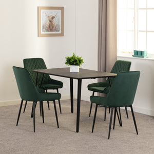Marlow Dining Set with Avery Chairs - BLACK MARBLE/EMERALD GREEN VELVET