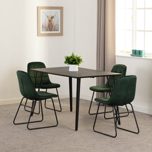 Marlow Dining Set with Lukas Chairs - BLACK MARBLE/EMERALD GREEN VELVET