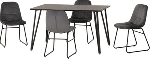 Marlow Dining Set with Lukas Chairs - BLACK MARBLE/GREY VELVET
