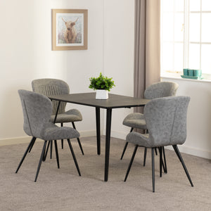 Marlow Dining Set with Quebec Chairs - BLACK MARBLE/GREY PU