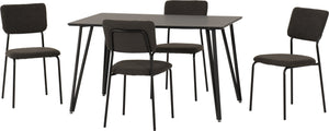 Marlow Dining Set with Sheldon Chairs - BLACK MARBLE/GREY BOUCLE FABRIC