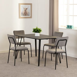 Marlow Dining Set with Sheldon Chairs - BLACK MARBLE/GREY VELVET FABRIC