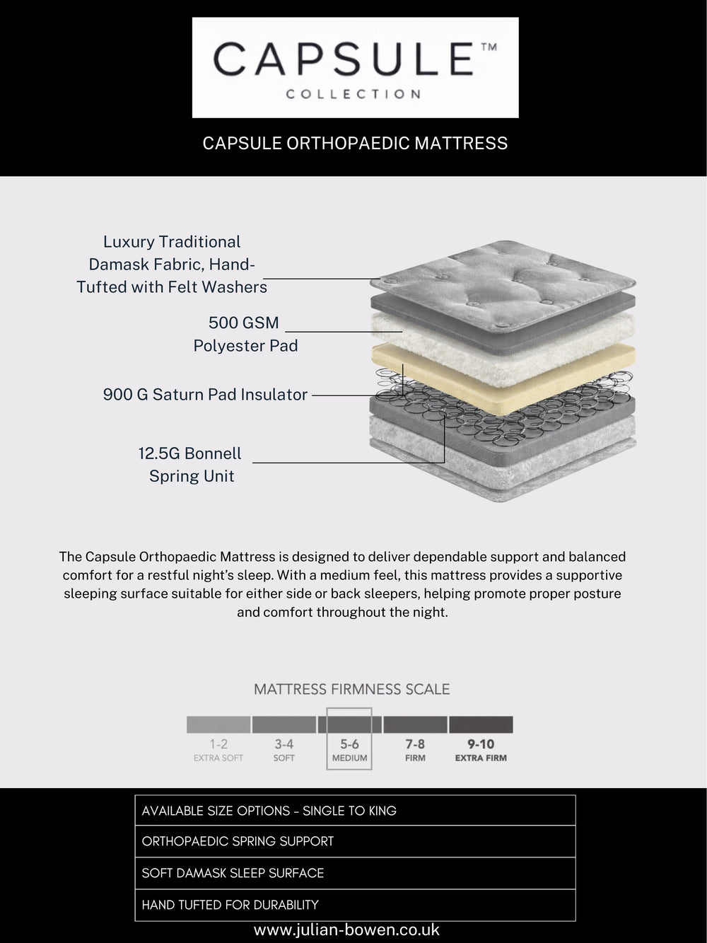 Capsule Orthopaedic Sprung Mattress - Double