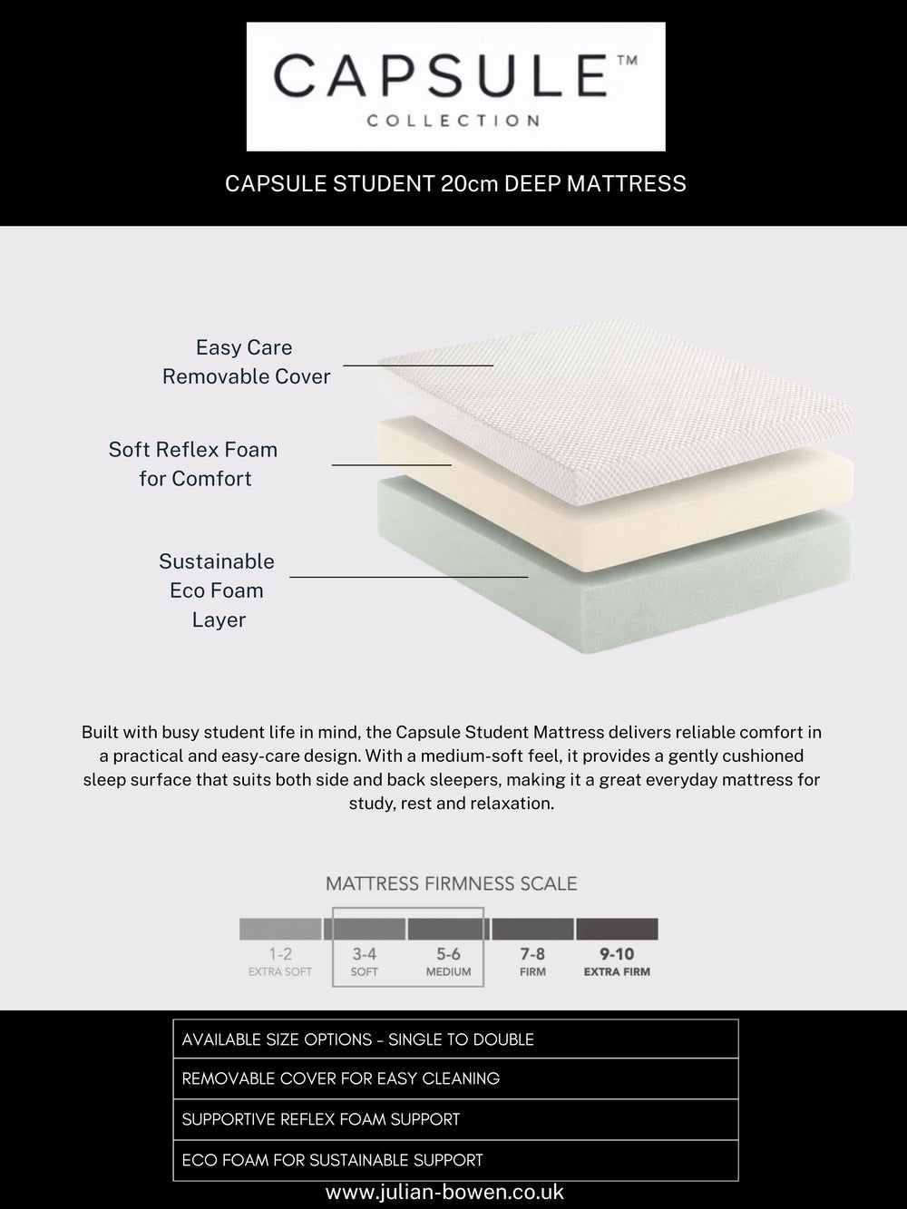 Capsule Student 120cm Small Double Mattress
