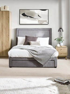 Mayfair 150cm King Grey Chenille Storage Bed with 4 Drawers