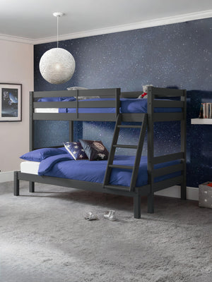 Merlin 90cm Single Anthracite Black Triple Sleeper Bunk Bed