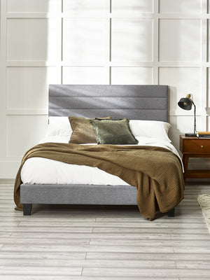 Merida 150cm King Grey Linen Style Fabric Bed