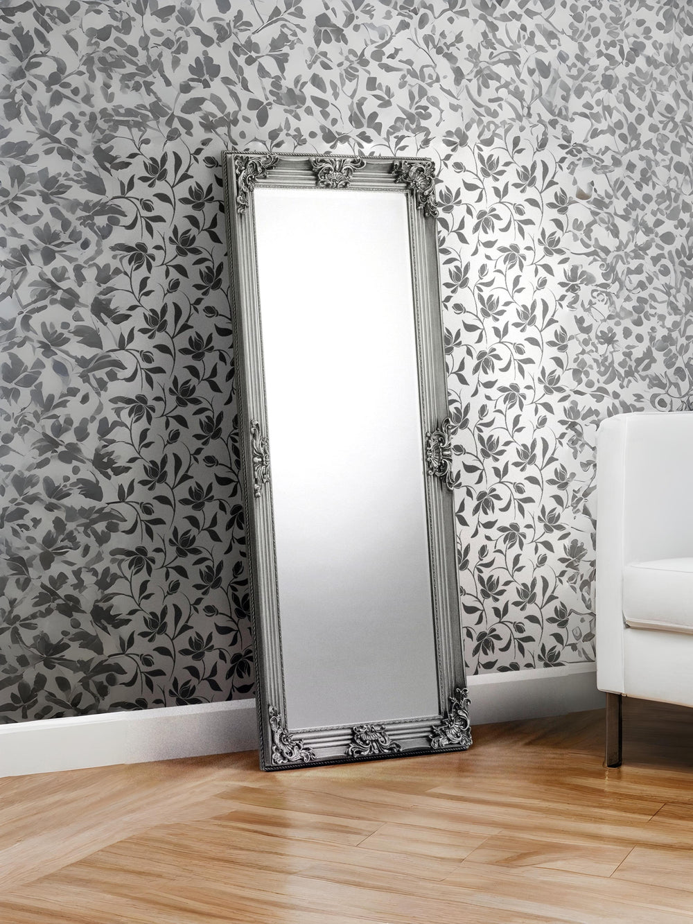 Rococo Pewter Lean-To Dress Mirror