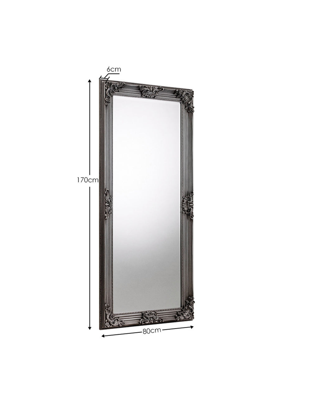 Rococo Pewter Lean-To Dress Mirror
