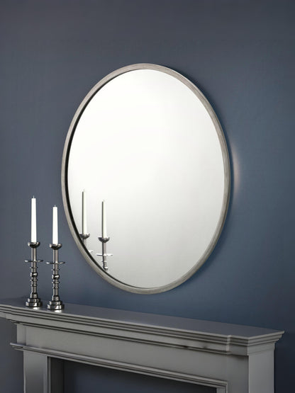 Octave Round Pewter Wall Mirror
