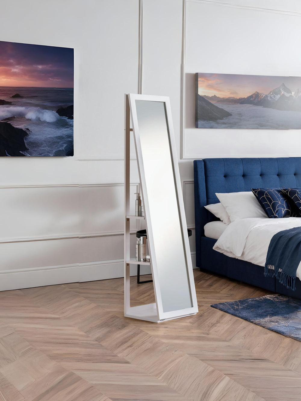 Fresco White Storage Mirror