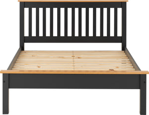 Monaco 5' Bed Low Foot End - DARK GREY/OAK EFFECT