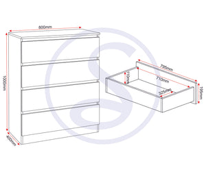 Malvern 4 Drawer Chest - SONOMA OAK EFFECT