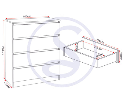 Malvern 4 Drawer Chest - BLACK