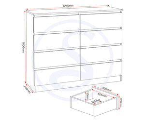 Malvern 8 Drawer Chest - WHITE