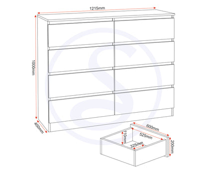 Malvern 8 Drawer Chest - WHITE