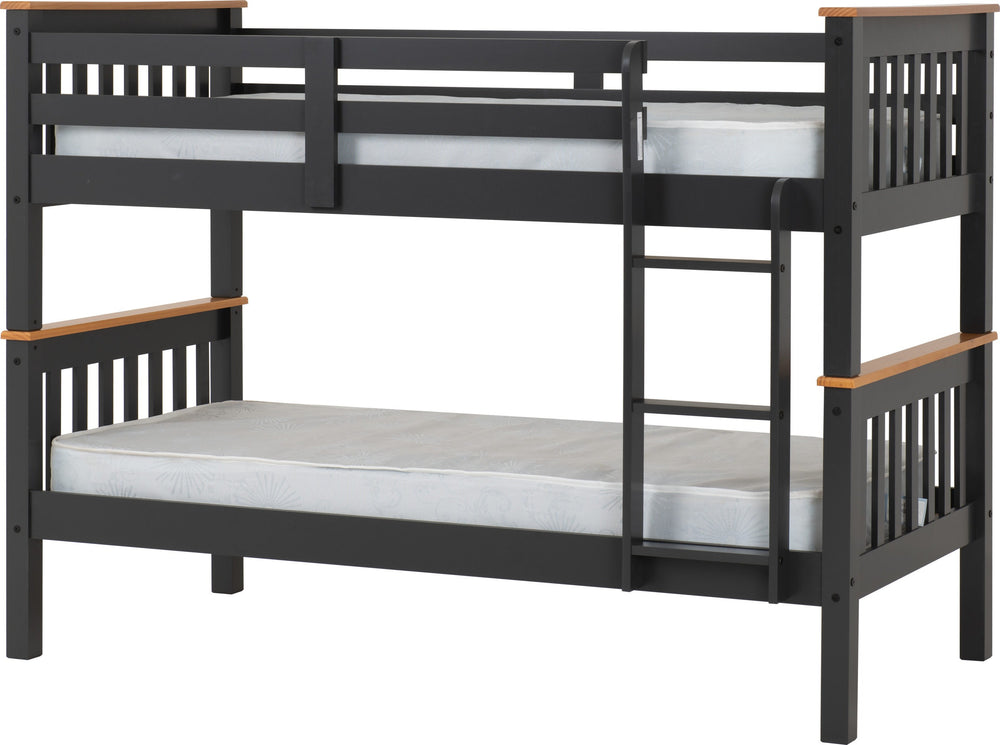 Neptune 3' Bunk Bed - DARK GREY/OAK EFFECT