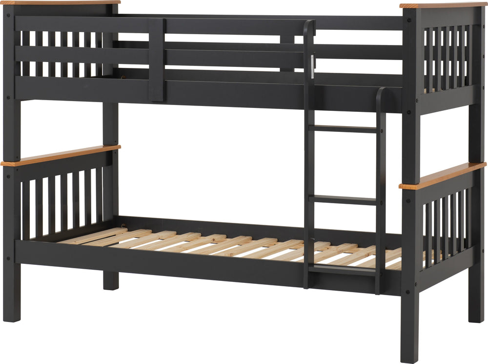 Neptune 3' Bunk Bed - DARK GREY/OAK EFFECT