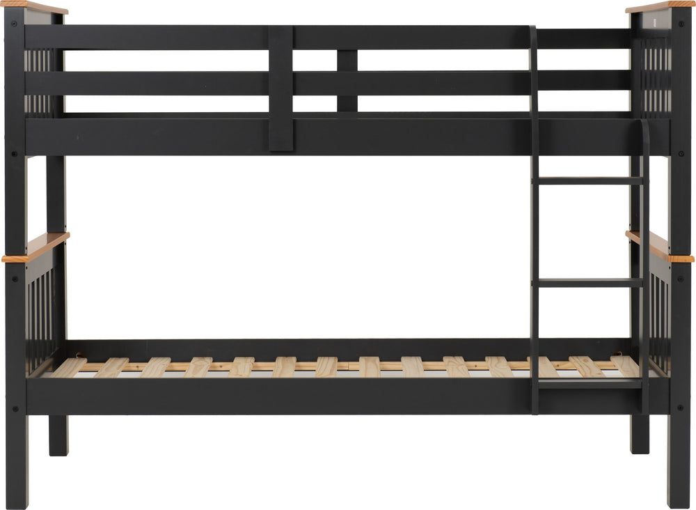 Neptune 3' Bunk Bed - DARK GREY/OAK EFFECT