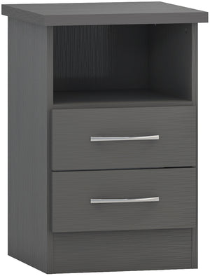 Nevada 2 Drawer Bedside - 3D EFFECT GREY