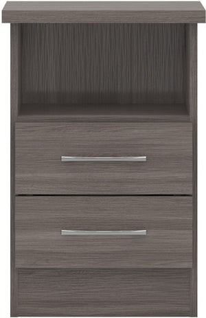 Nevada 2 Drawer Bedside - Black Wood Grain