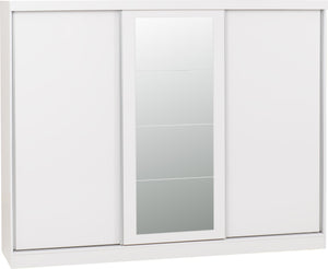 Nevada 3 Door Sliding Wardrobe - WHITE GLOSS