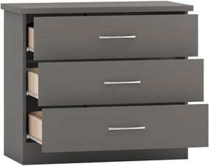 Nevada 3 Drawer Chest - 3D EFFECT GREY