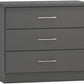 Nevada 3 Drawer Chest - 3D Effect Grey