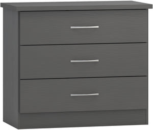 Nevada 3 Drawer Chest - 3D EFFECT GREY