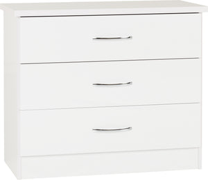 Nevada 3 Drawer Chest - White Gloss