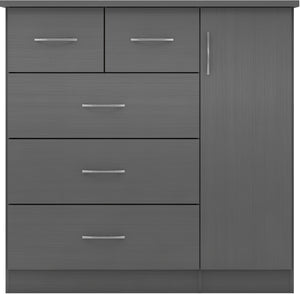 Nevada 5 Drawer Low Wardrobe - 3D EFFECT GREY