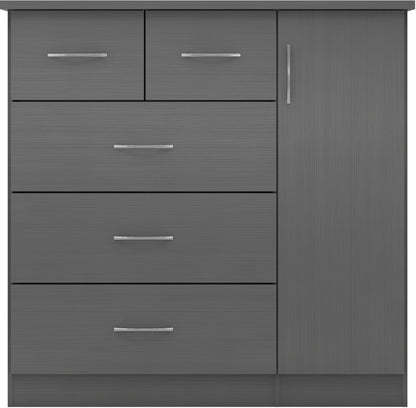 Nevada 5 Drawer Low Wardrobe - 3D EFFECT GREY