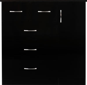 Nevada 5 Drawer Low Wardrobe - BLACK GLOSS