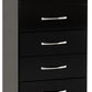 Nevada 5 Drawer Narrow Chest - BLACK GLOSS