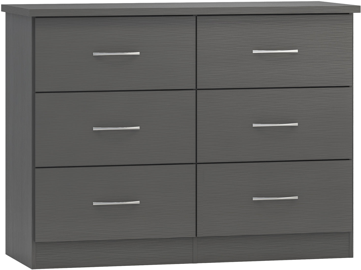 Nevada 6 Drawer Chest - 3D Effect Grey