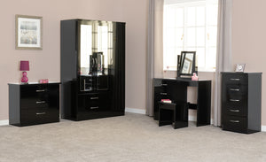 Nevada 5 Drawer Narrow Chest - BLACK GLOSS