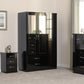 Nevada 3 Drawer Bedside - Black Gloss