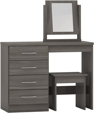 Nevada 4 Drawer Dressing Table Set - BLACK WOOD GRAIN