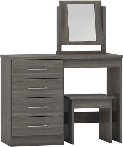 Nevada 4 Drawer Dressing Table Set - BLACK WOOD GRAIN
